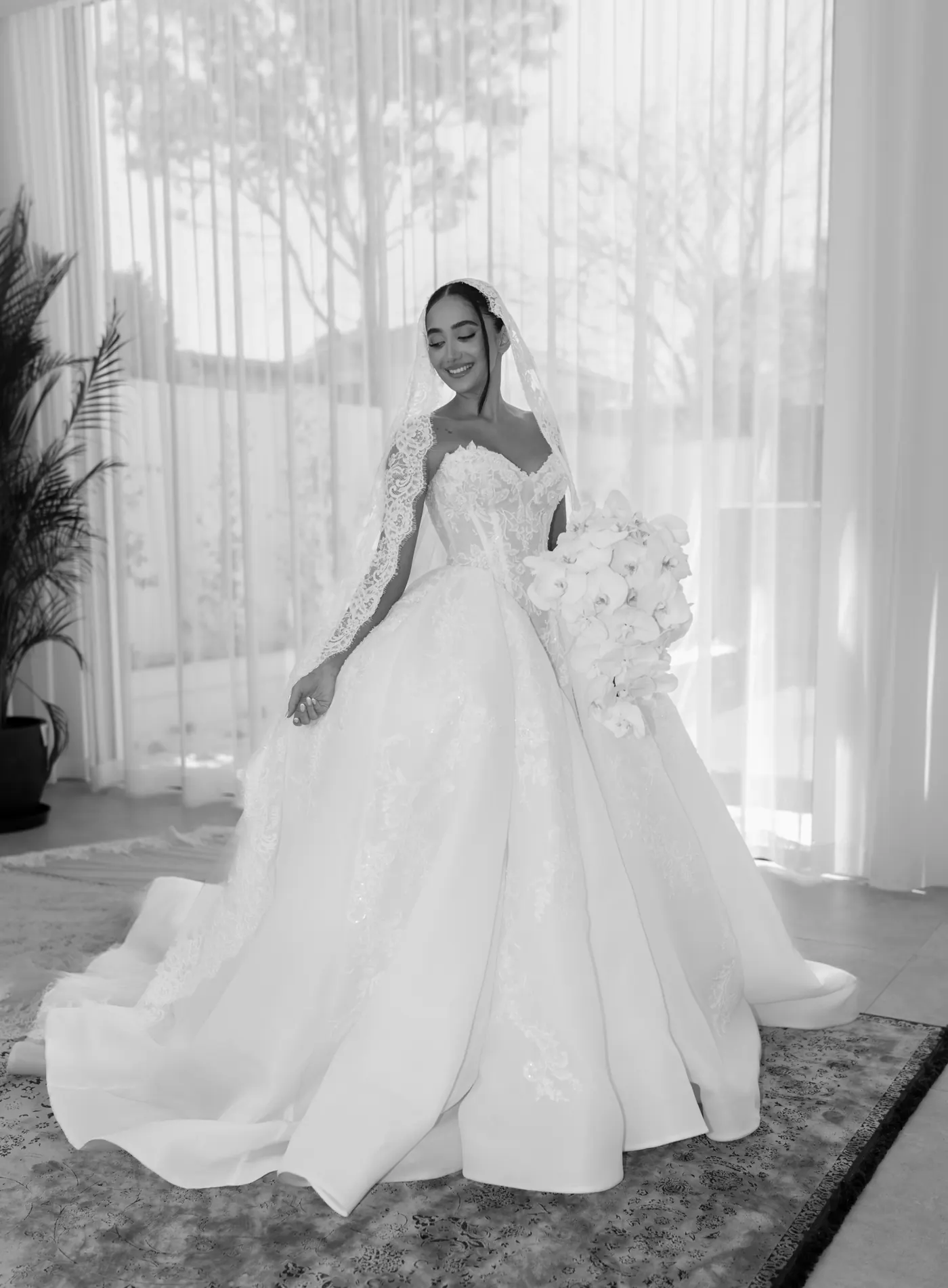 Bride in garden light